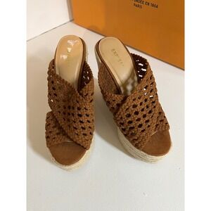 Express Women Brown Woven‎ Espadrille Wedge Sandals Size 7